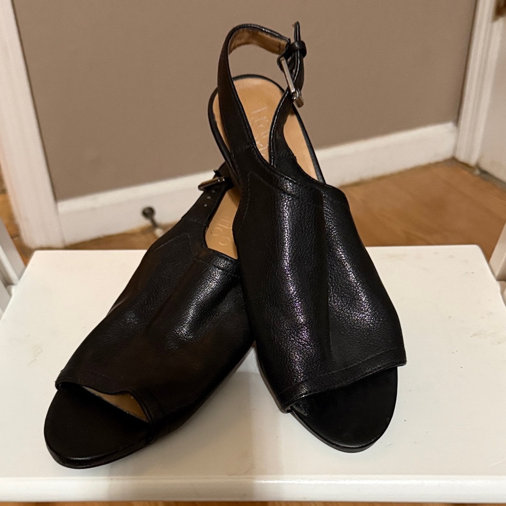 Franco Sarto Women’s Black Leather Slingback Sandals